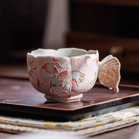 Caramel Glazed Ceramic Fishtail Teacup